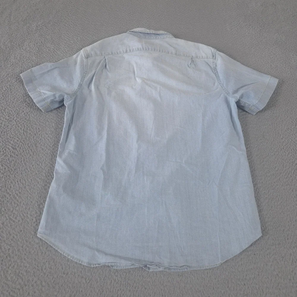 J. Crew Shirt Mens Medium Light Wash Stretch Short-sleeve Chambray Button Down
